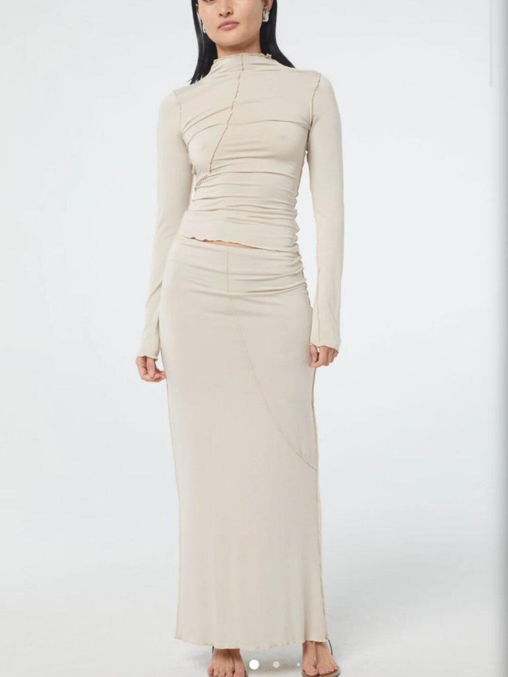 The Line by K Vana Fitted Maxi Skirt in Oat Medium NWOT